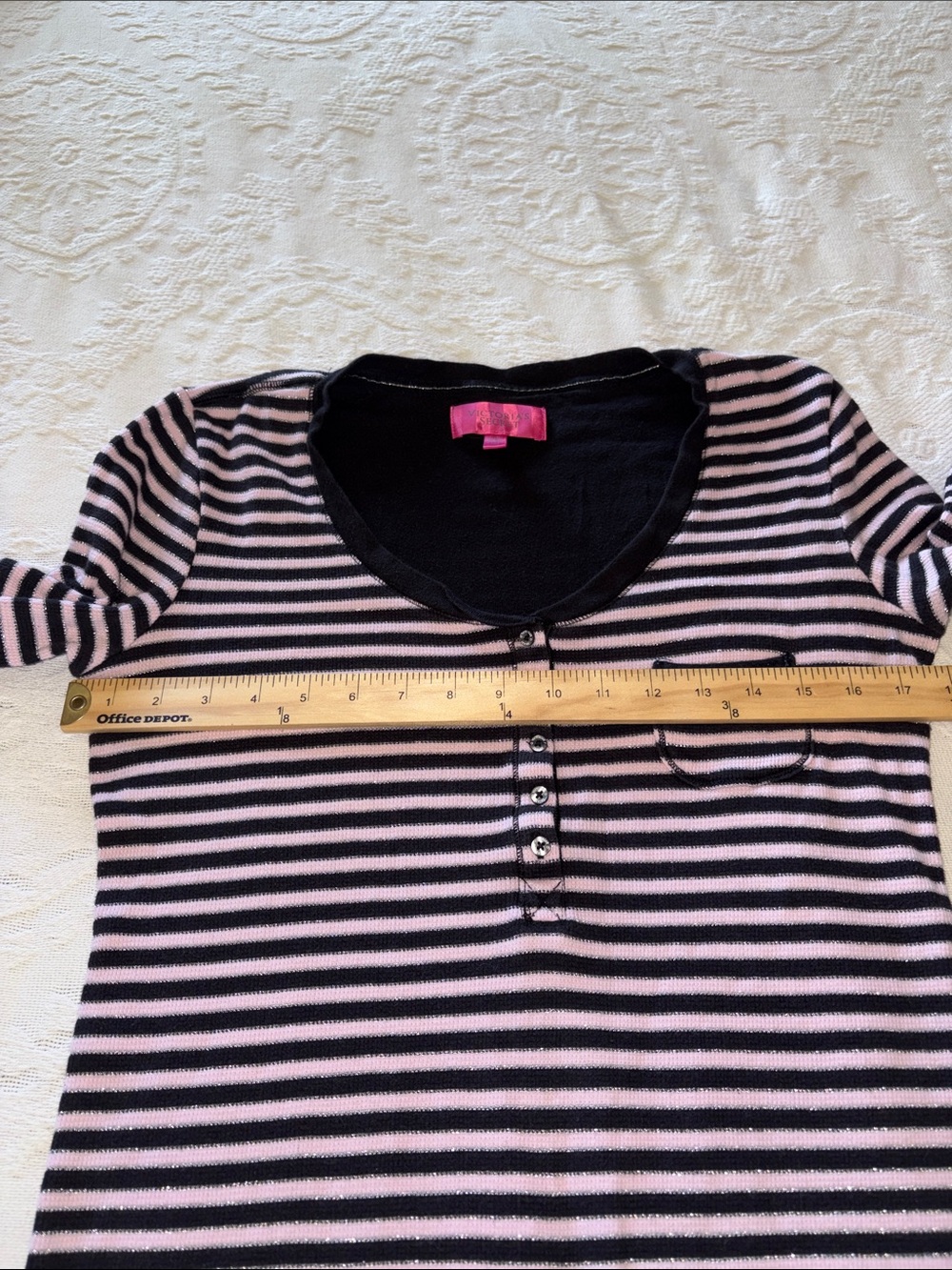 Victoria Secret Striped Pink and Black Womens Pajama Set EUC L - Picture 10 of 12